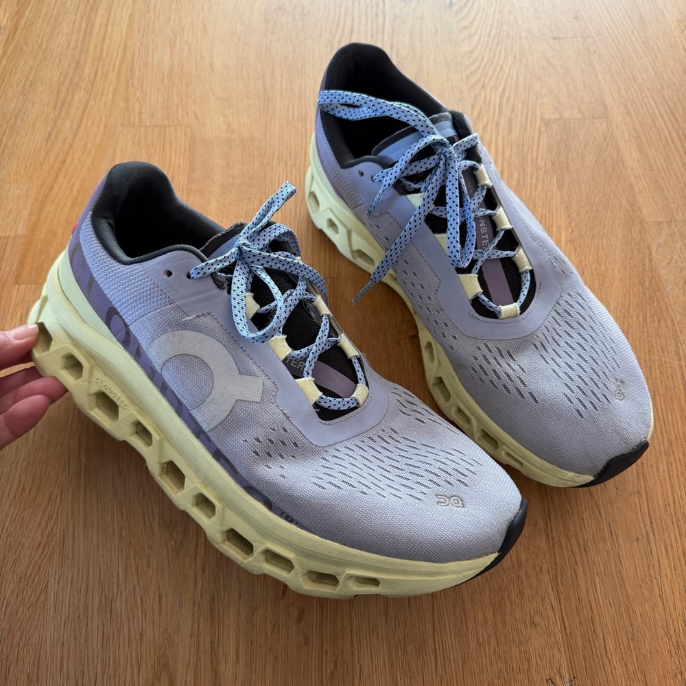 On Cloud Women's 10.5 CloudMonster Lace Up Running Sneakers Nimbus Hay - Picture 2 of 12
